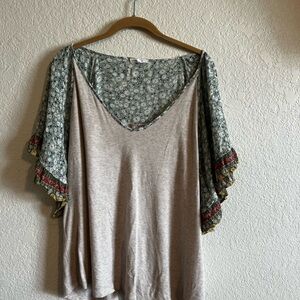 Floral Sleeve Women's Top